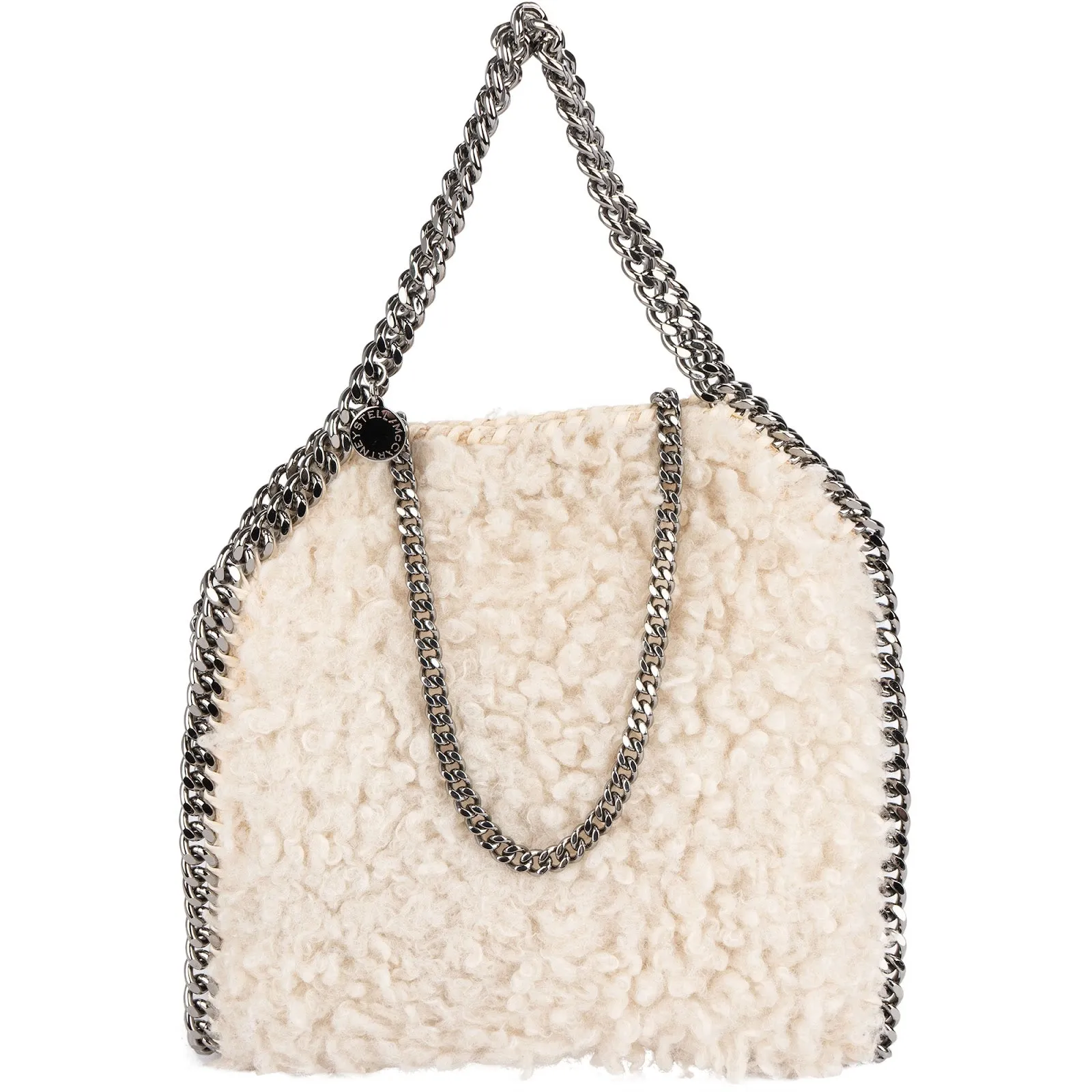 Stella McCartney Shearling Falabella Fold Over Tote Crossbody Handbag